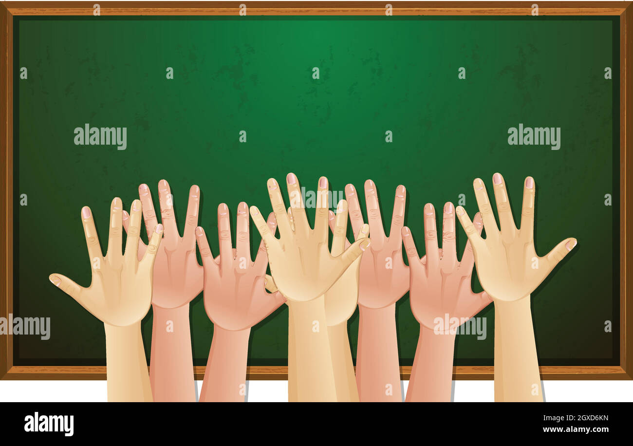 Human Hands with Chalk Board Stock Vector