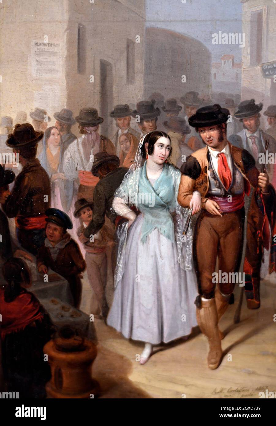Salida de la plaza. Leaving the Bullring, 1847, Angel Maria Cortellini Hernandez, Carmen Thyssen Museum, Malaga, Andalusia,Spain. Stock Photo