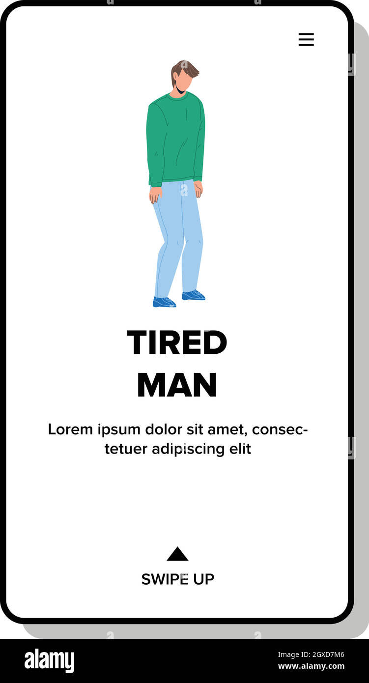Tired Man Having Stressful Time Working Vector Stock Vector