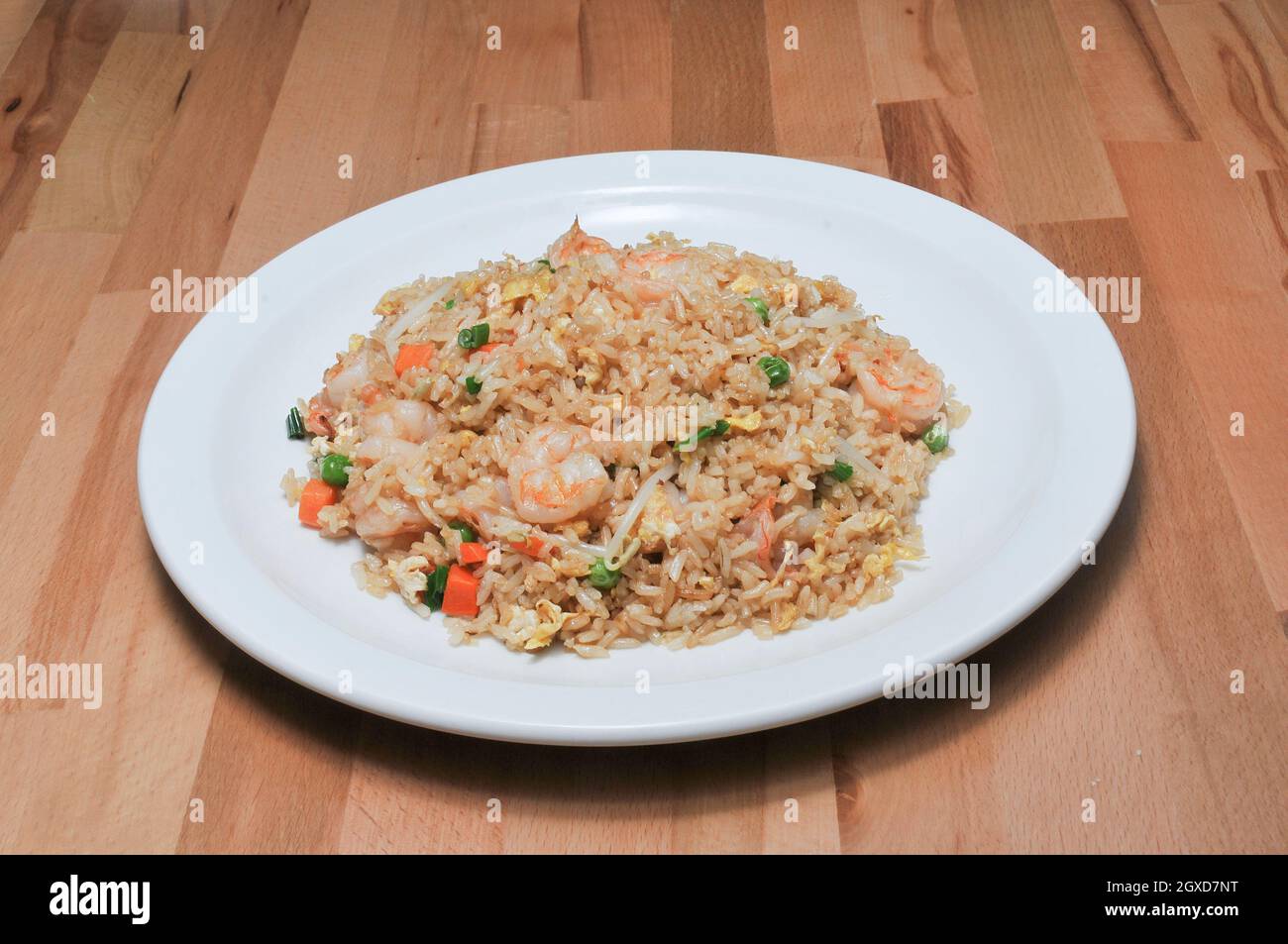 Authentic and traditional Chinese dish known as shrimp fried rice Stock