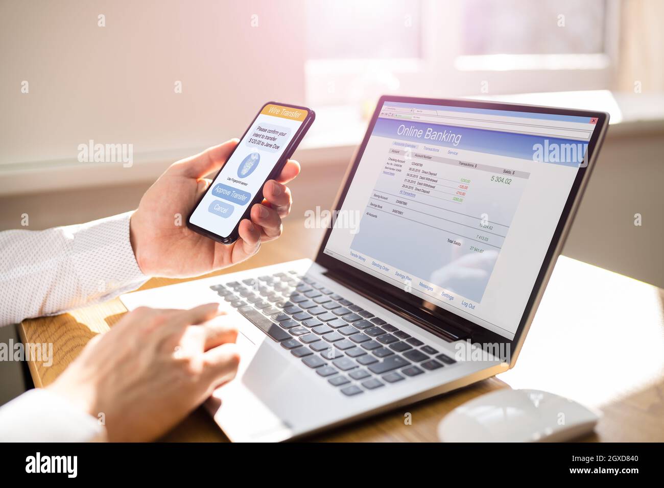2 Factor Virtual Bank Authentication And Deposit Stock Photo - Alamy
