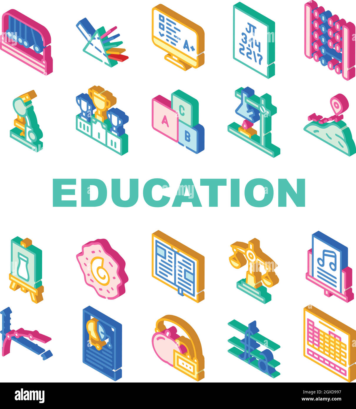 Education Science Collection Icons Set Vector Illustrations Stock Vector