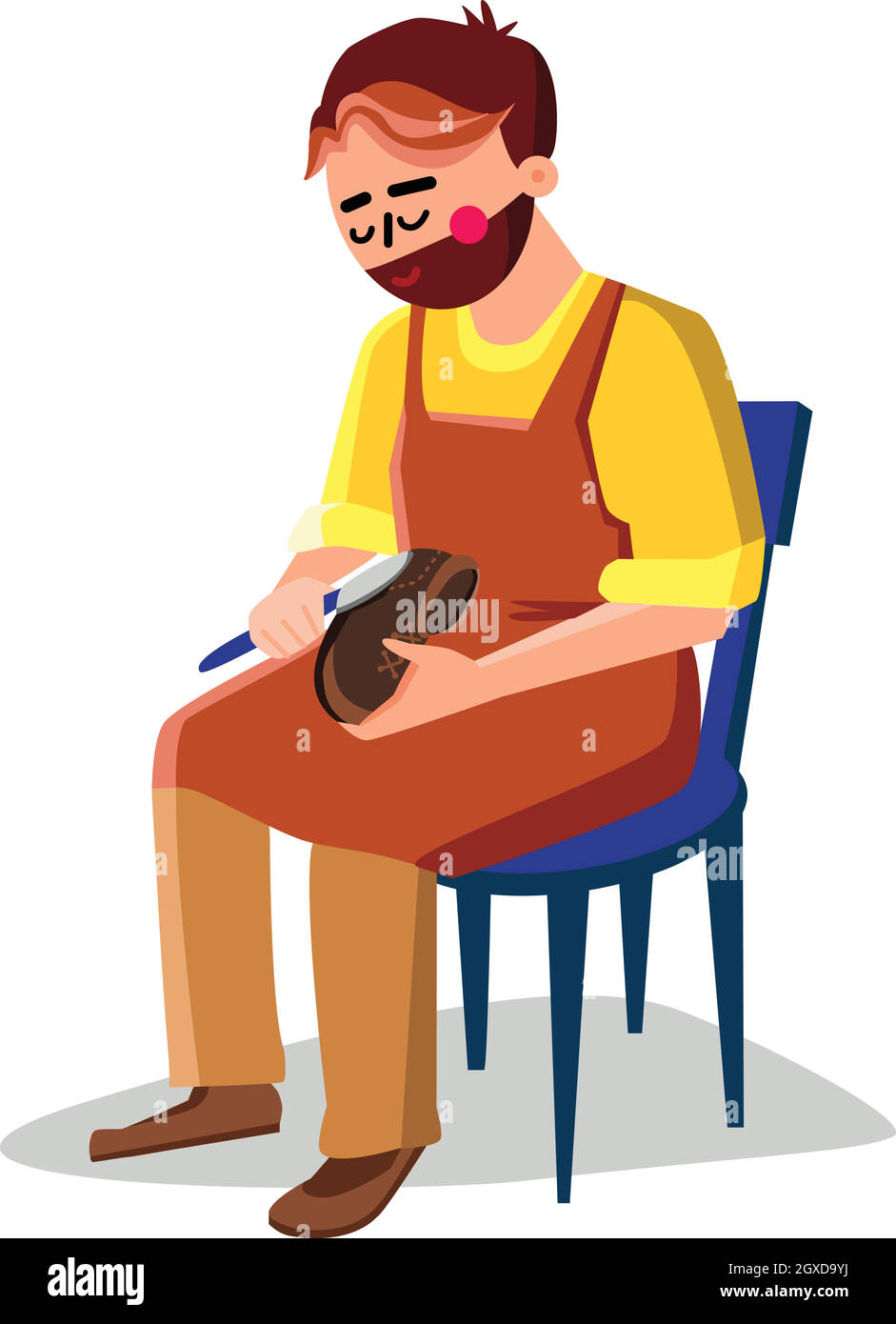 Shoemaker Repairing Shoe With Equipment Vector Stock Vector Image & Art