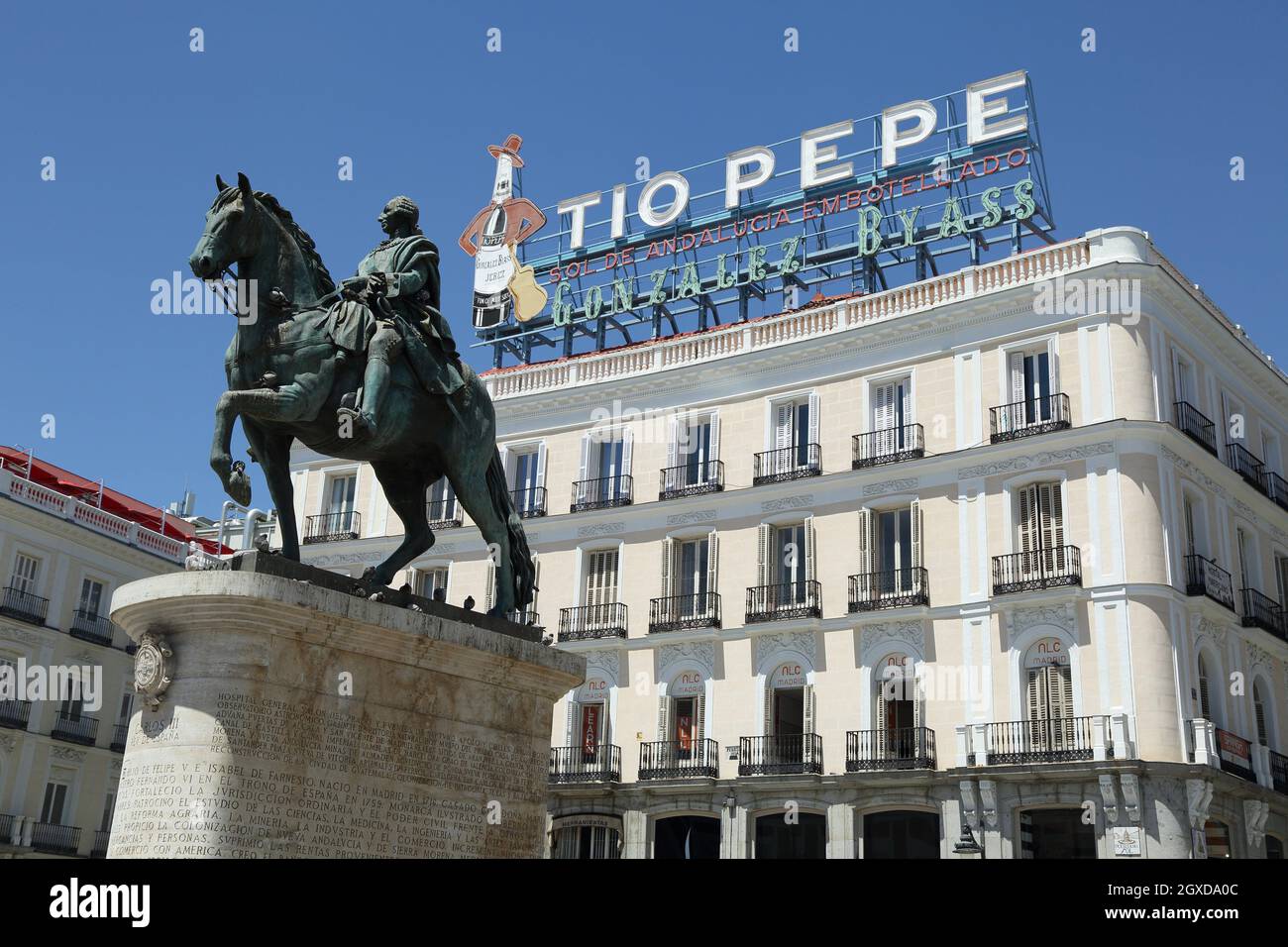 Puerta del Sol and the statue of Carlos III Madrid, Spain Stock Photo -  Alamy