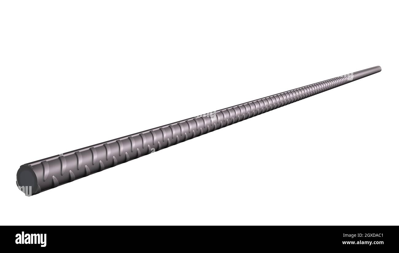 3D illustration of reinforcements steel TMT bar. 3D Render Stock Photo
