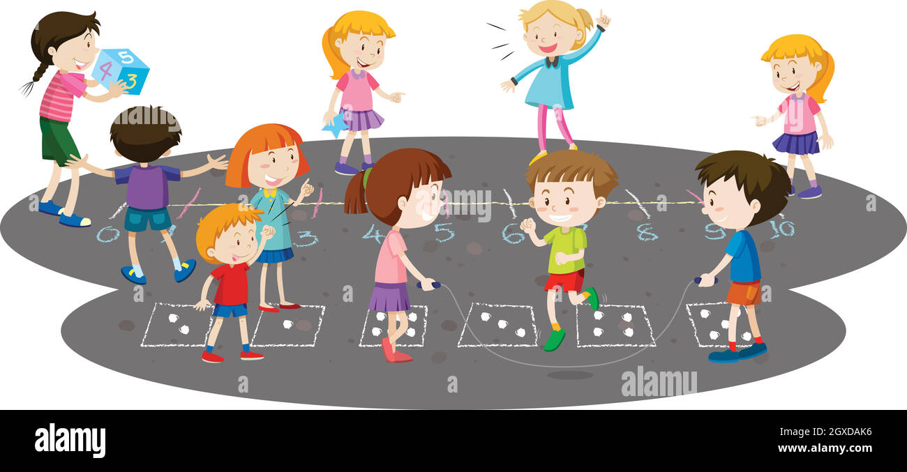 Children playing together outside Stock Vector