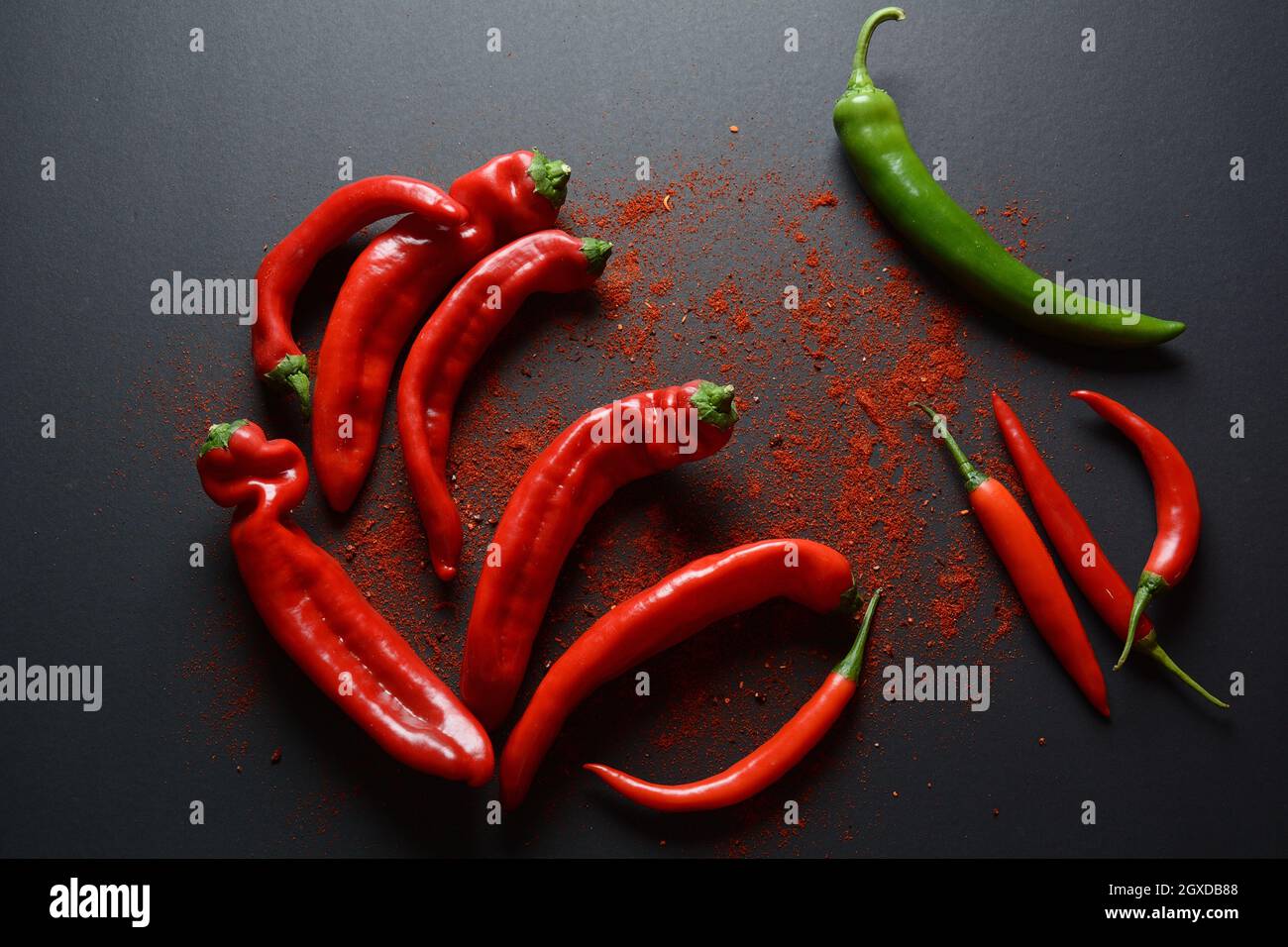 Fresh and dried chili peppers Stock Photo - Alamy