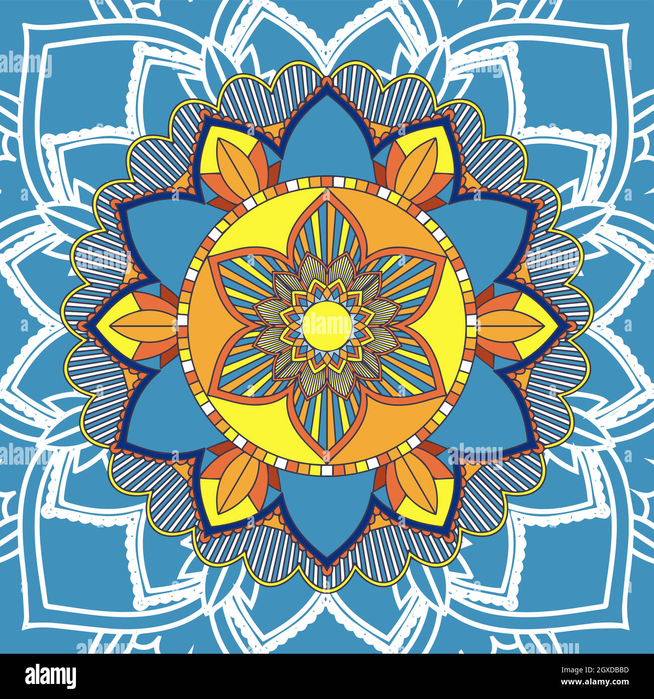 Mandala patterns on blue background Stock Vector