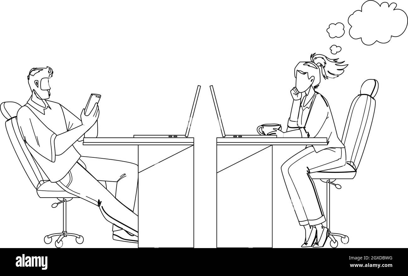 Procrastinating Office Workers Colleagues Vector Stock Vector