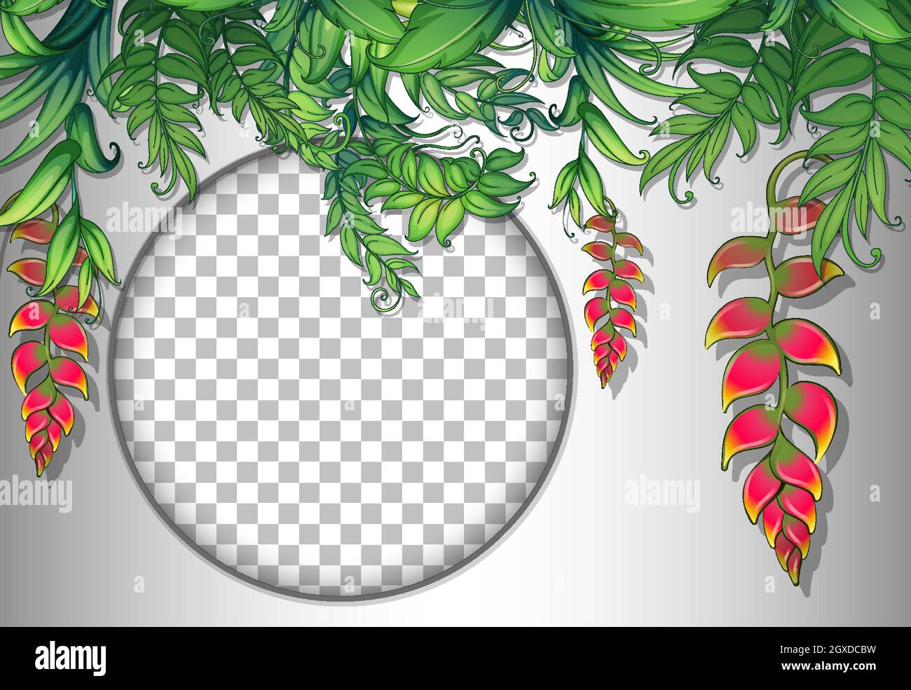 Round frame transparent with tropical leaves template illustration ...