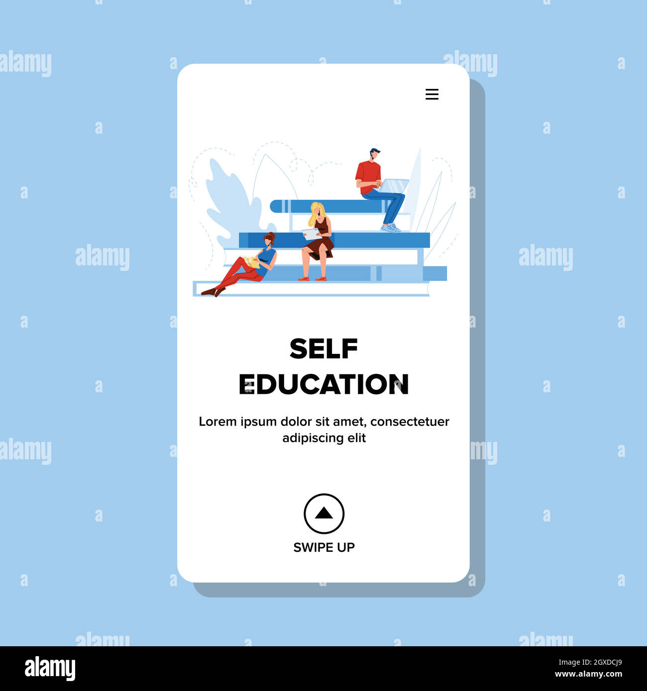 Self Education People Distance Learning Vector Stock Vector