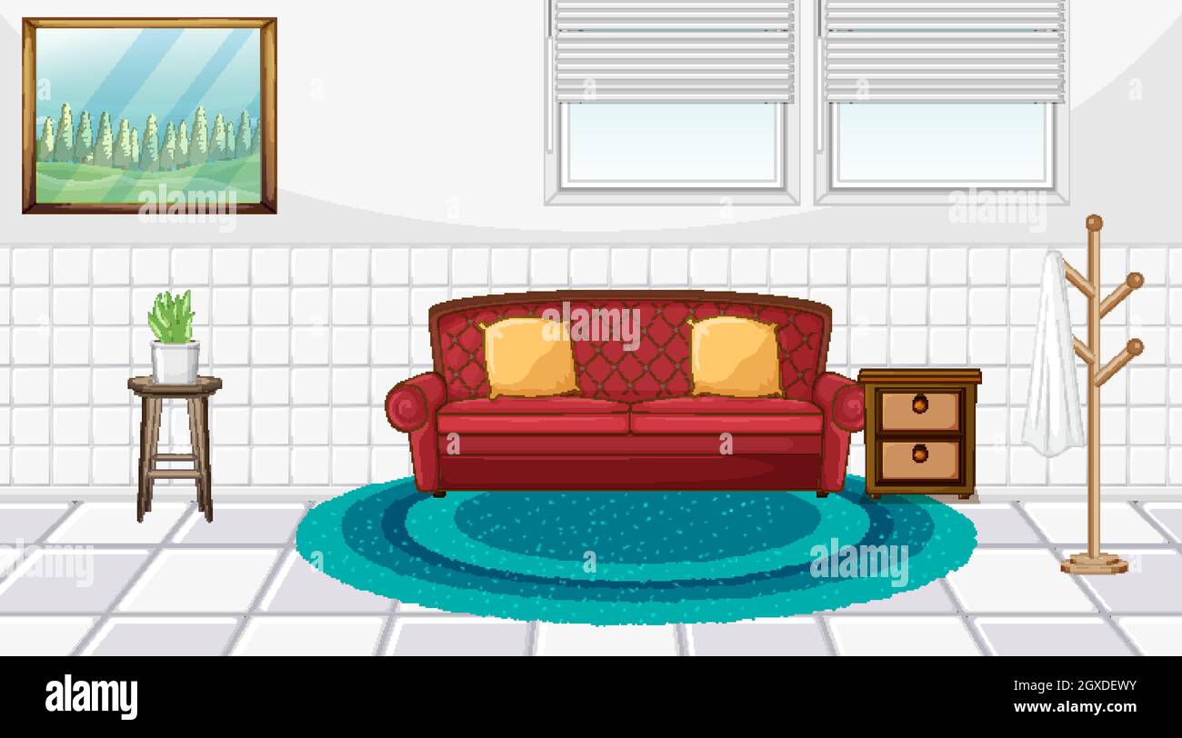 Living room interior design with furniture illustration Stock Vector ...