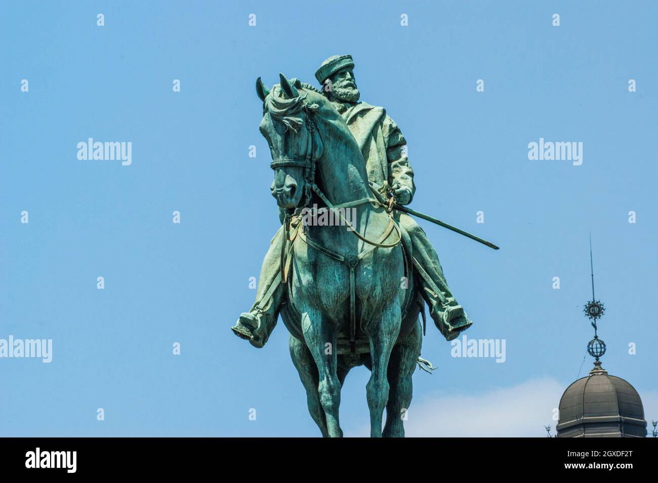 Equestrian Statue of Giuseppe Garibaldi. Largo Cairoli, Milan, Lombardy, Italy, Europe. Stock Photo
