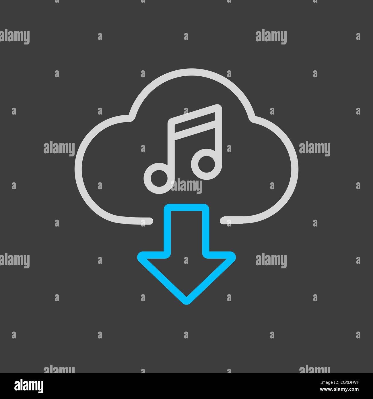 Cloud download music icon vector icon on dark background. Music sign. Graph  symbol for music and sound web site and apps design, logo, app, UI Stock  Photo - Alamy