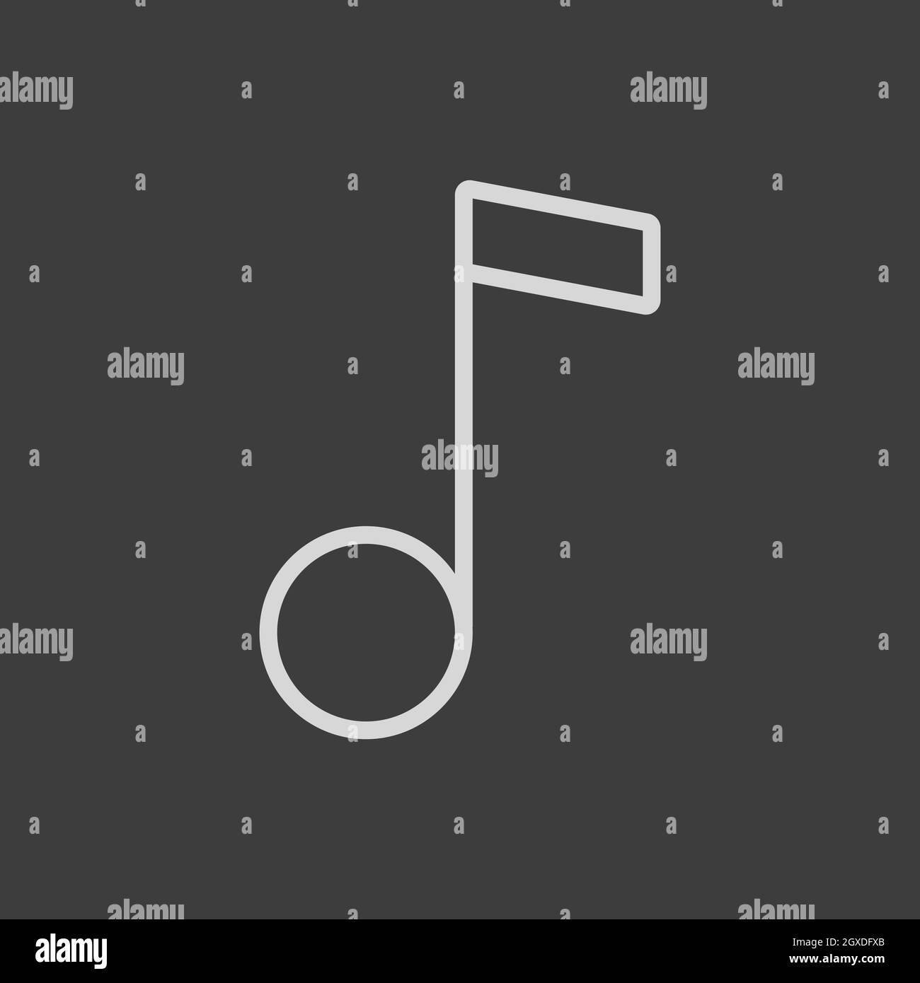 Music note flat vector icon on dark background. Graph symbol for music ...