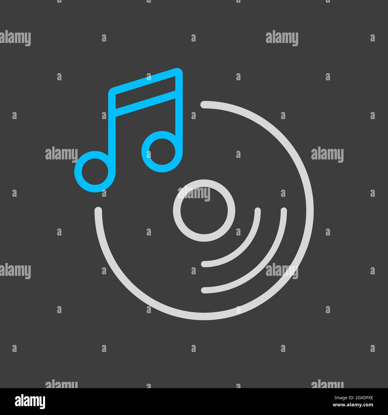 Disc and music note vector icon on dark background. Music sign. Graph  symbol for music and sound web site and apps design, logo, app, UI Stock  Photo - Alamy
