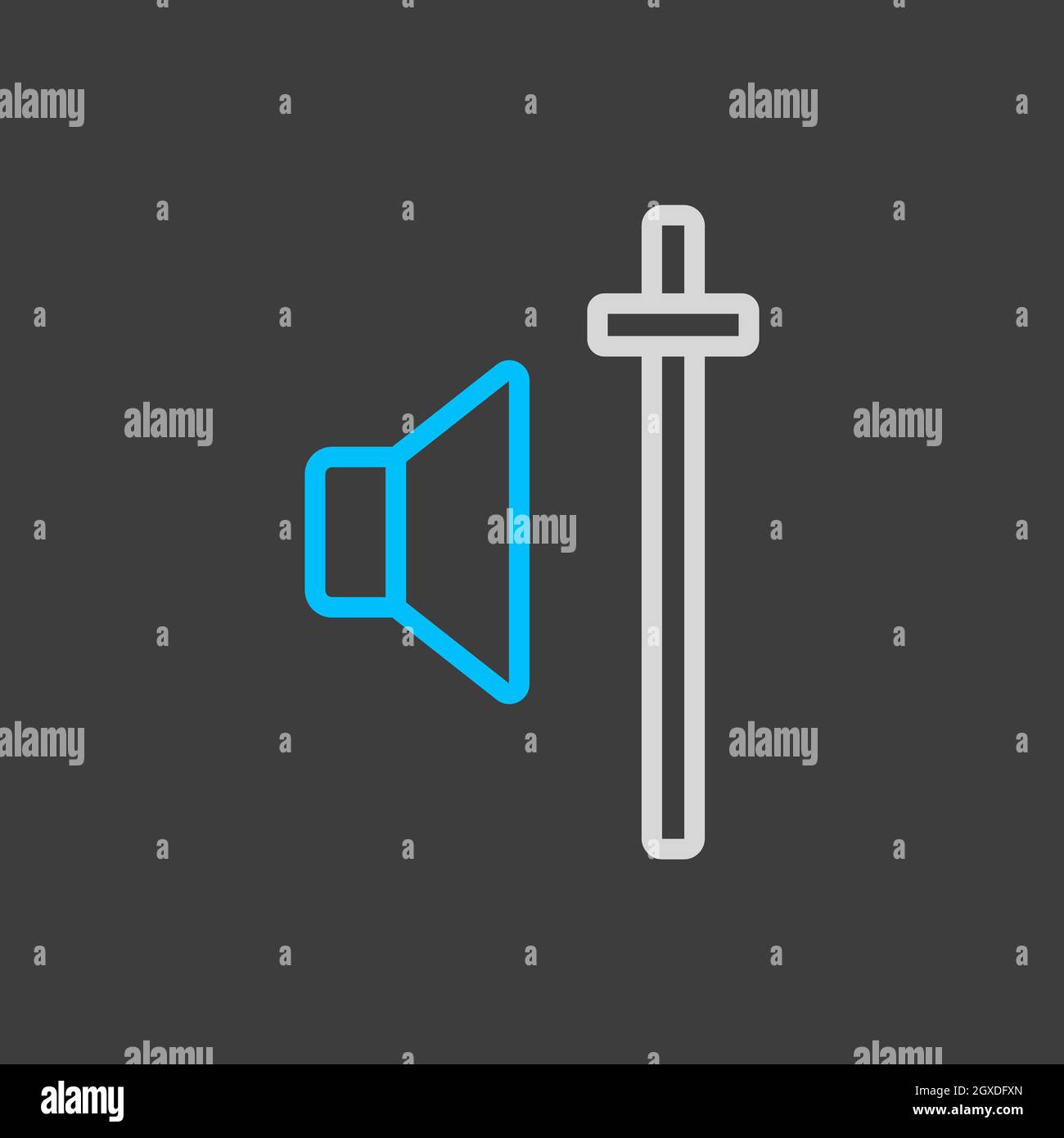 Audio volume slider control vector icon on dark background. Graph