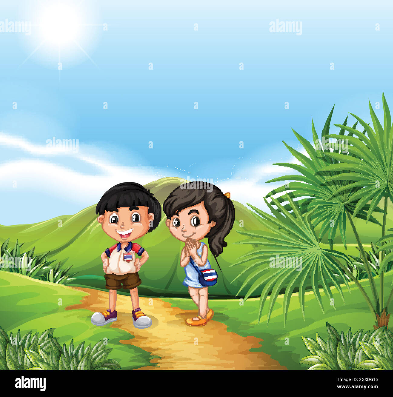 Boy and girl from Thailand Stock Vector