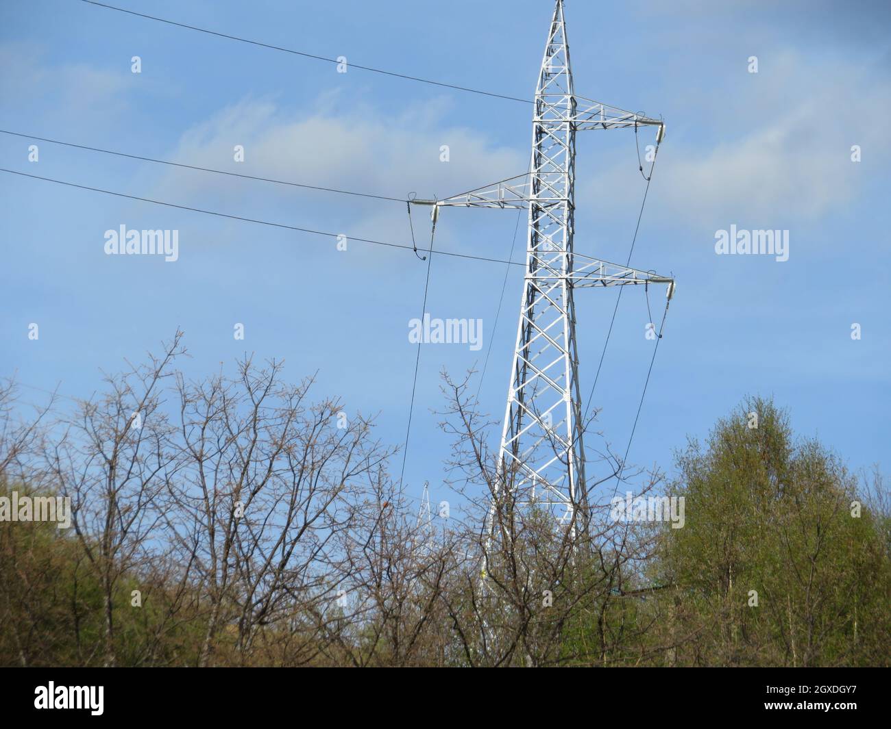 Lines of electrical wires that carry the energy to our homes Stock