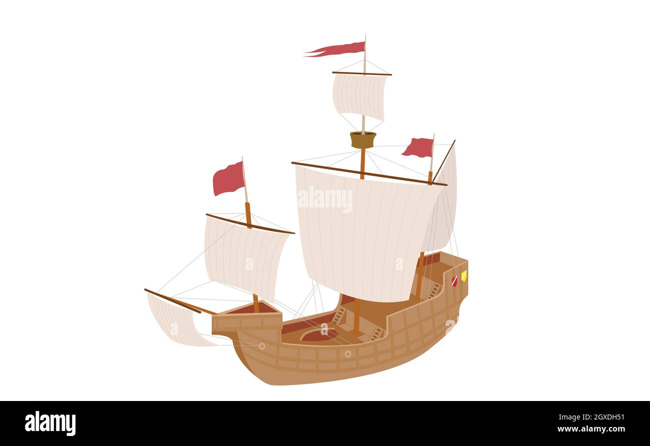 Retro sail ship vector isolated on white background. EPS10. Stock Vector