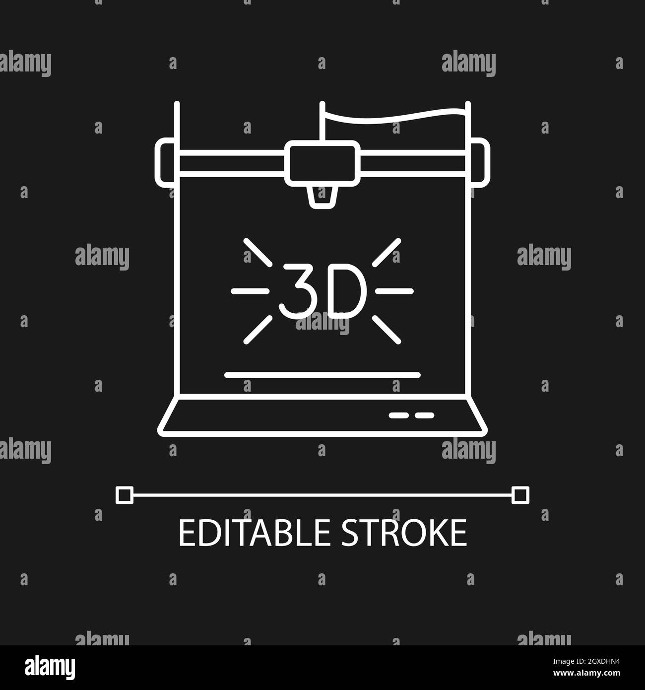 3d printer white linear icon for dark theme Stock Vector Image & Art ...