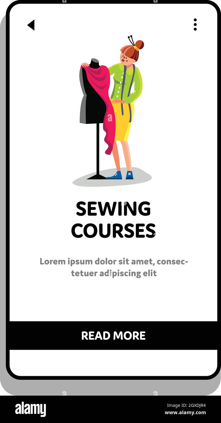 Cutting And Sewing Courses Dressmaking Vector Illustration Stock Vector