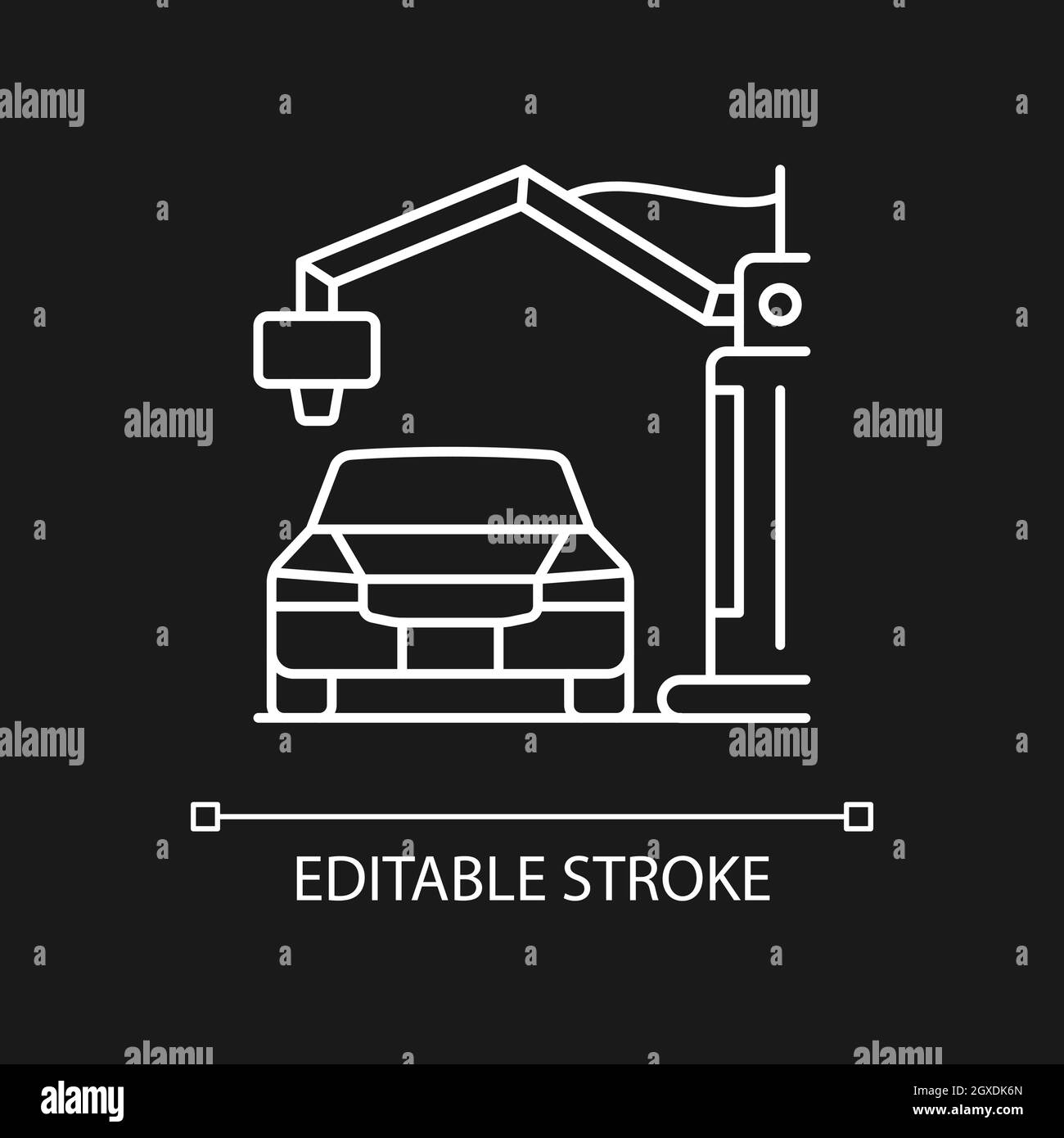 3d printed automobile white linear icon for dark theme Stock Vector ...