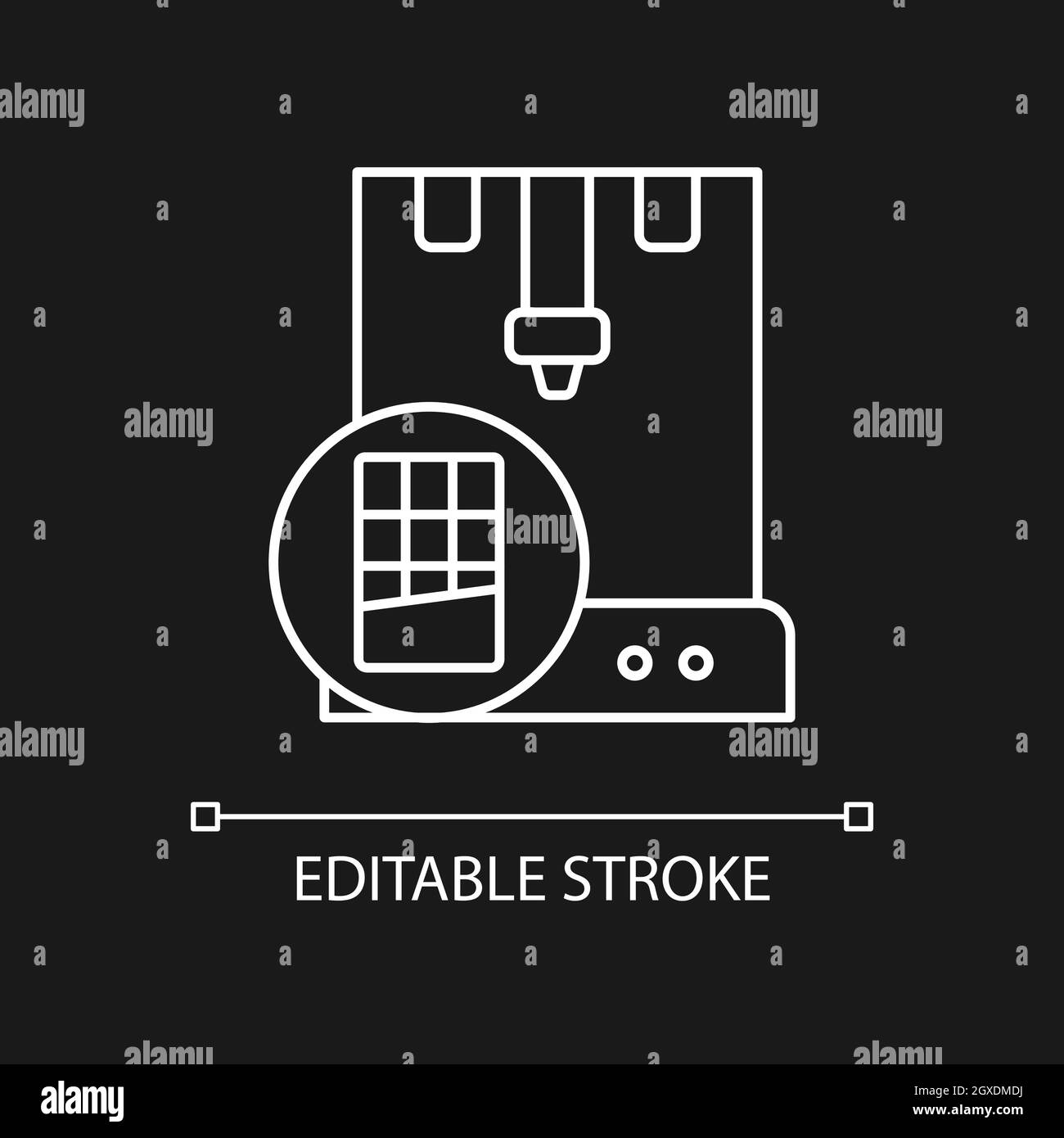 3d printed chocolate white linear icon for dark theme Stock Vector ...