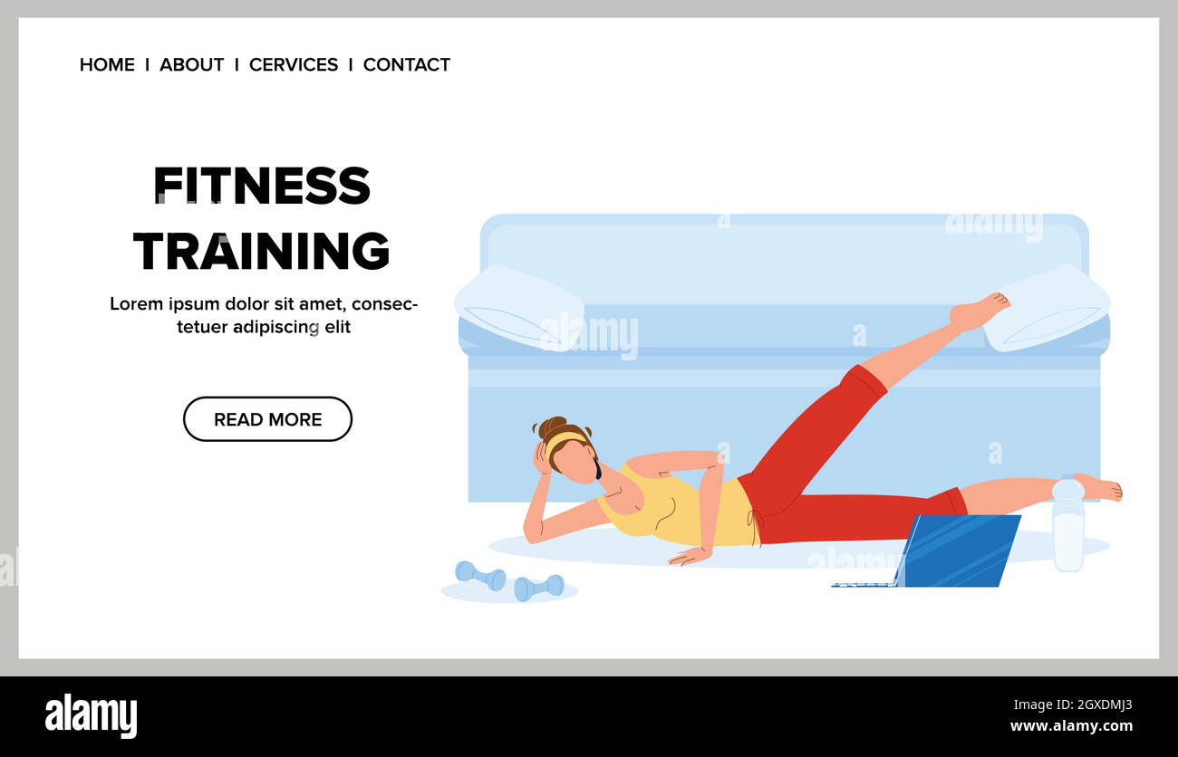 Fitness Training Woman Exercising At Home Vector Stock Vector Image ...