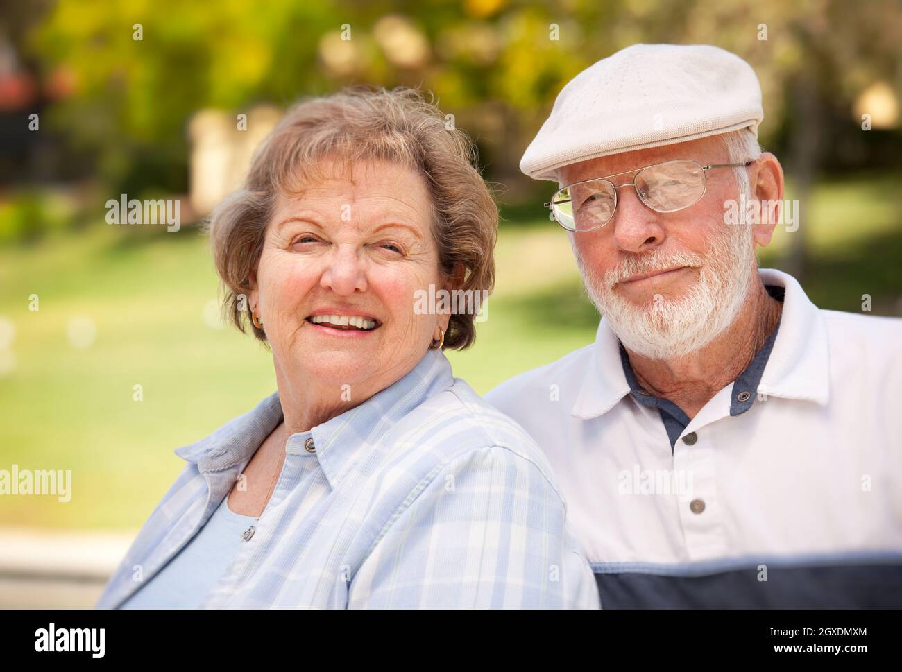 Happy Senior Couple Enjoying Each Other in The Park Stock Photo - Alamy
