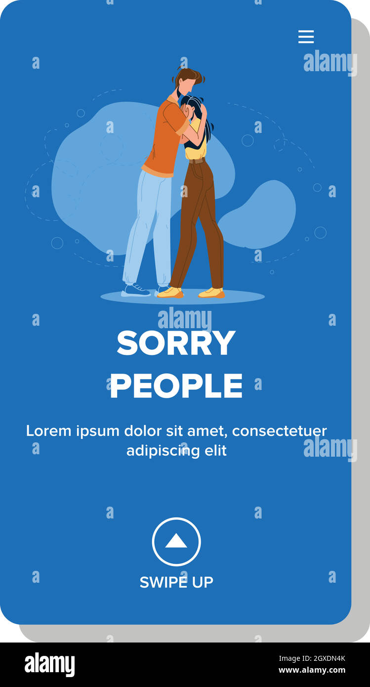 Sorry People Hugging Tightly Relationship Vector Illustration Stock Vector