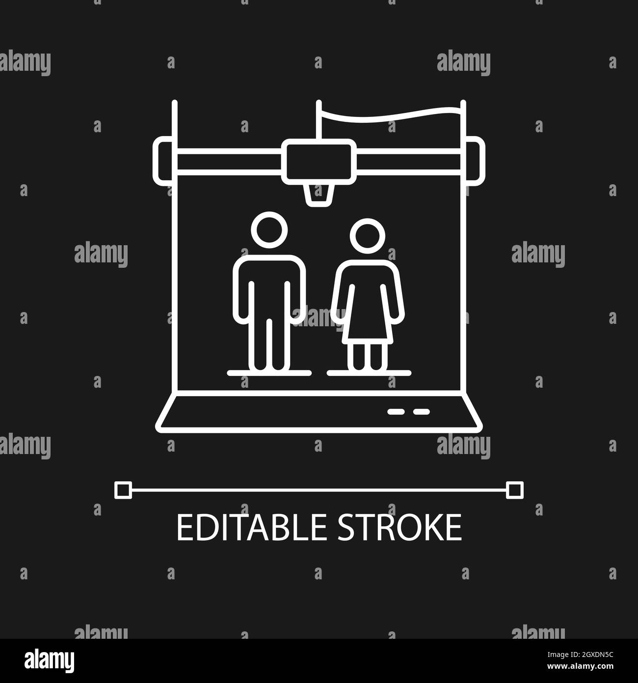 3d printed selfies white linear icon for dark theme Stock Vector
