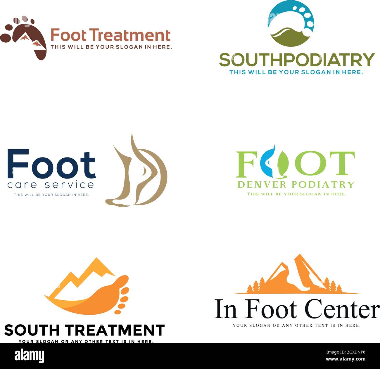 Set of ankle foot care logo design Stock Vector