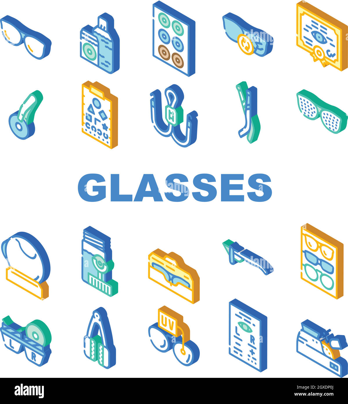 Eye Glasses And Lens Collection Icons Set Vector Stock Vector Image