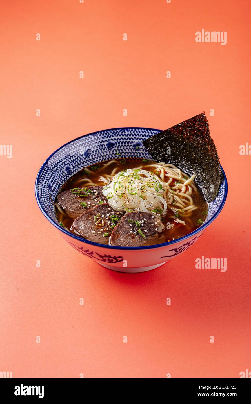 Japanese kumamoto shio ramen with horse meat Stock Photo Alamy