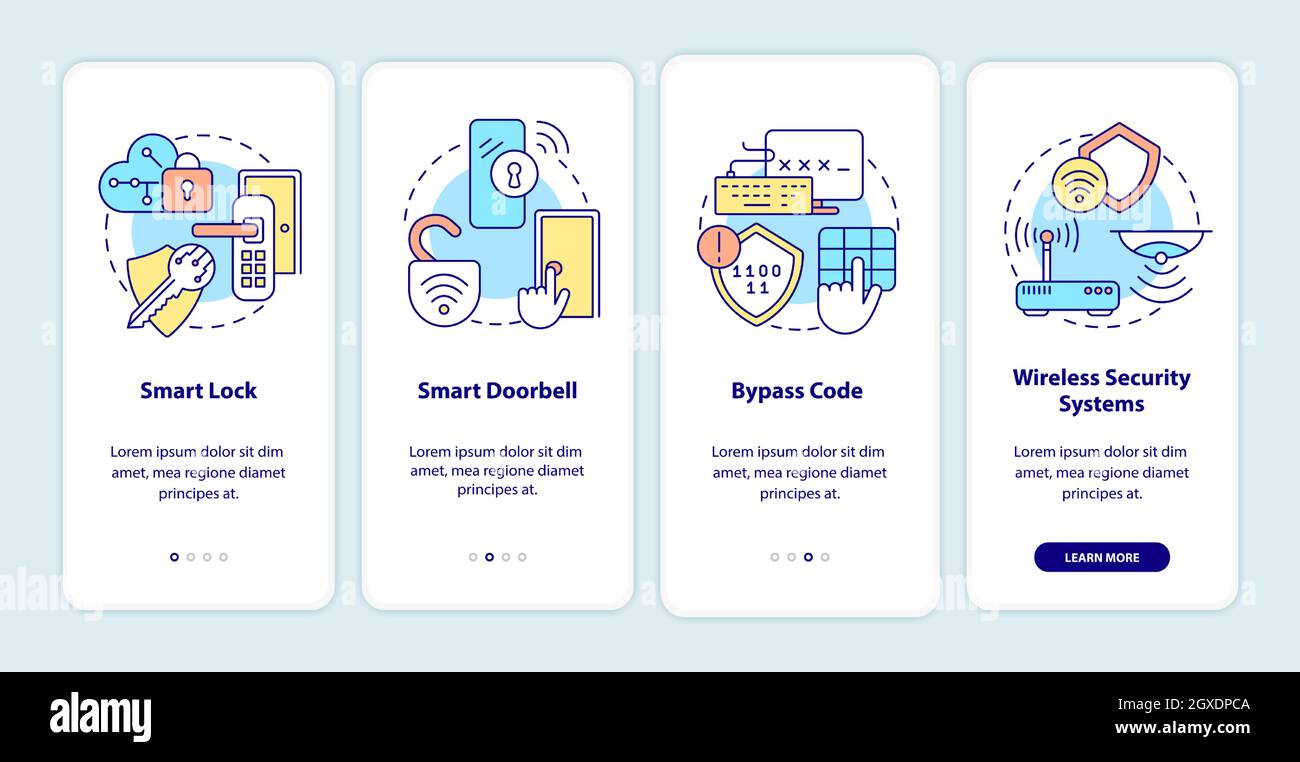Home automation onboarding mobile app page screen Stock Vector