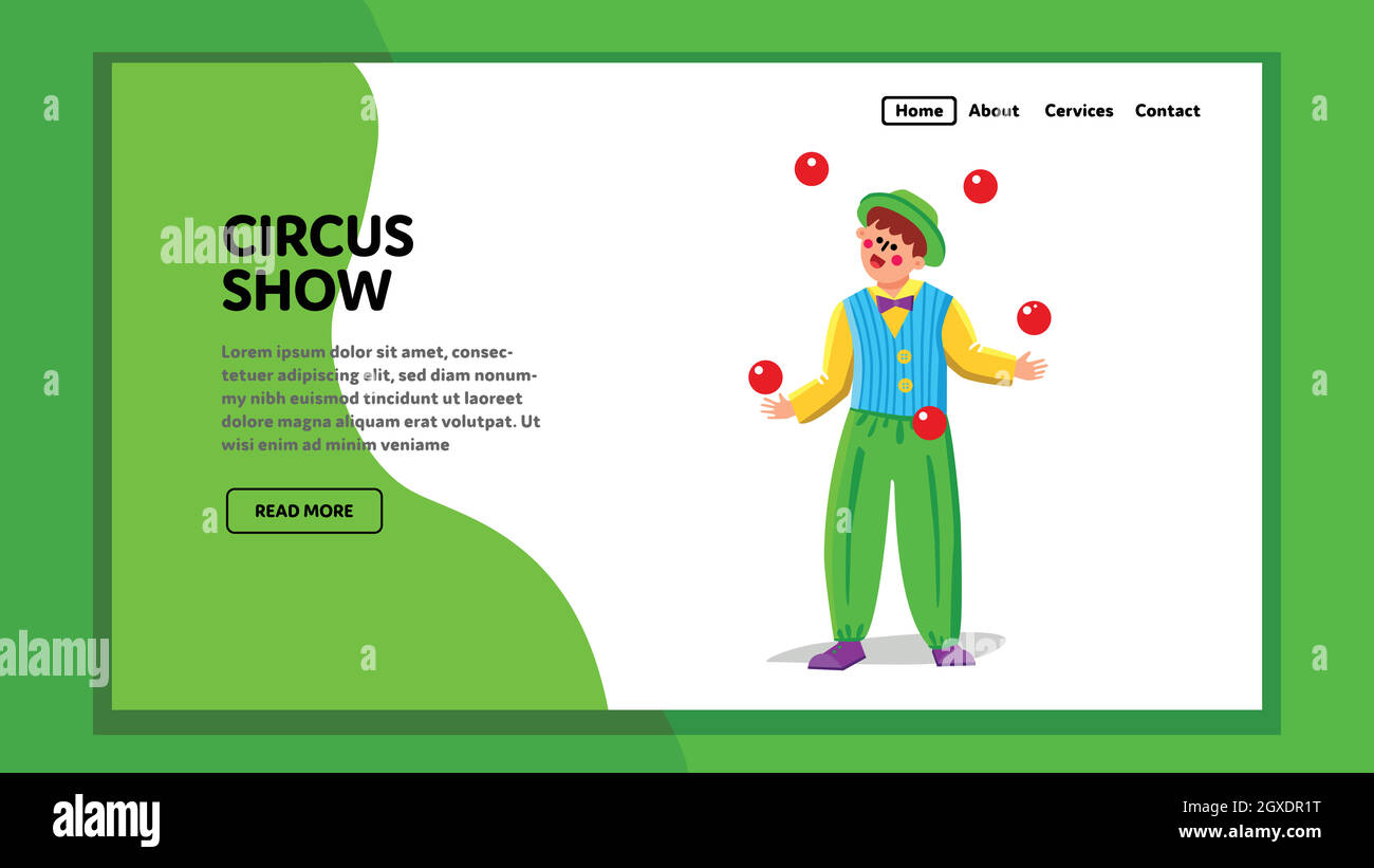 Circus Show Performance Juggler Throw Balls Vector Stock Vector