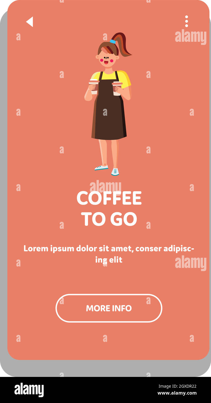 Coffee To Go Cafeteria Service Worker Girl Vector Stock Vector Image