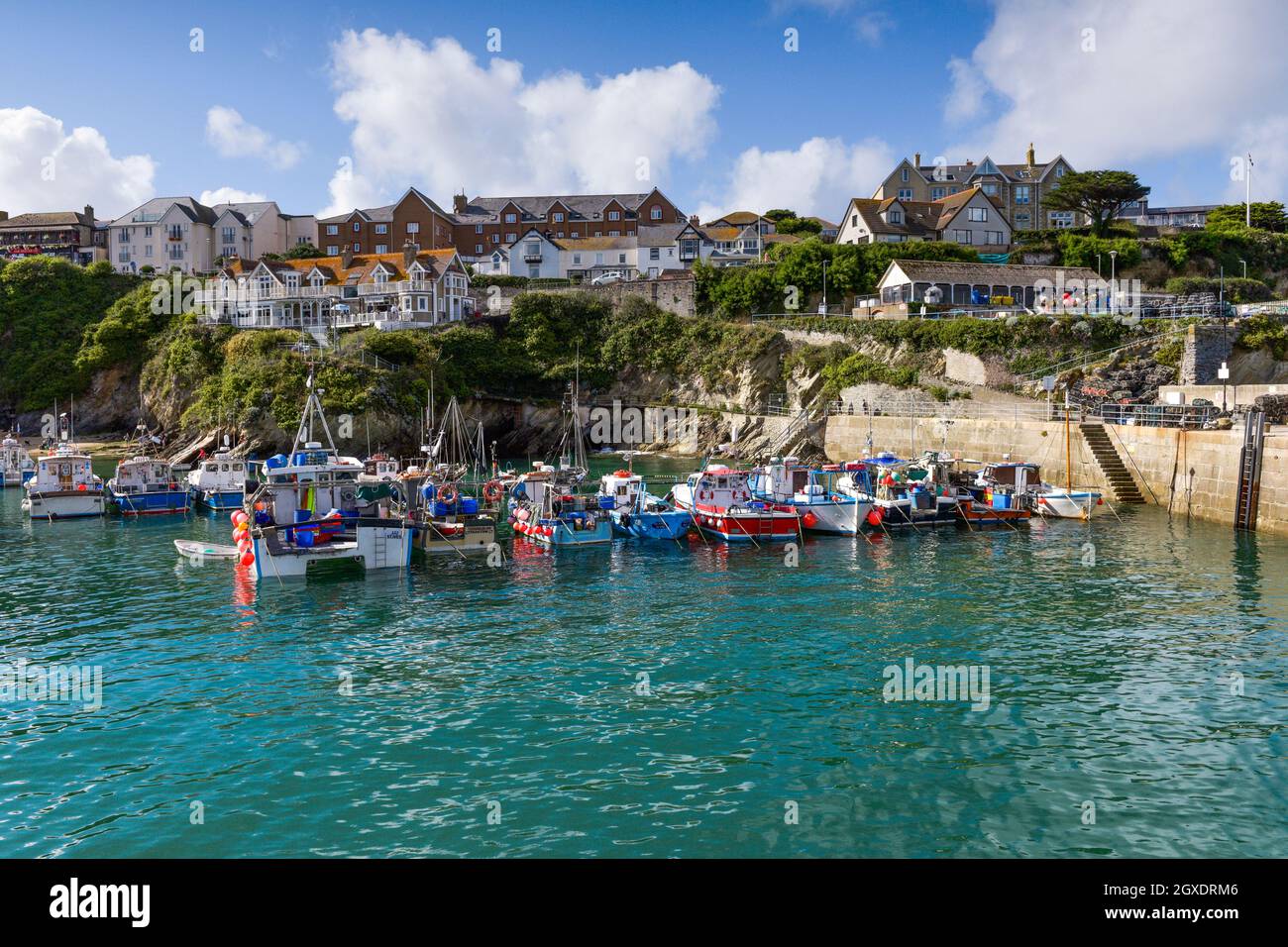 The historic picturesque working Newquay Harbour in Newquay on the North Cornwall coast. Stock Photo