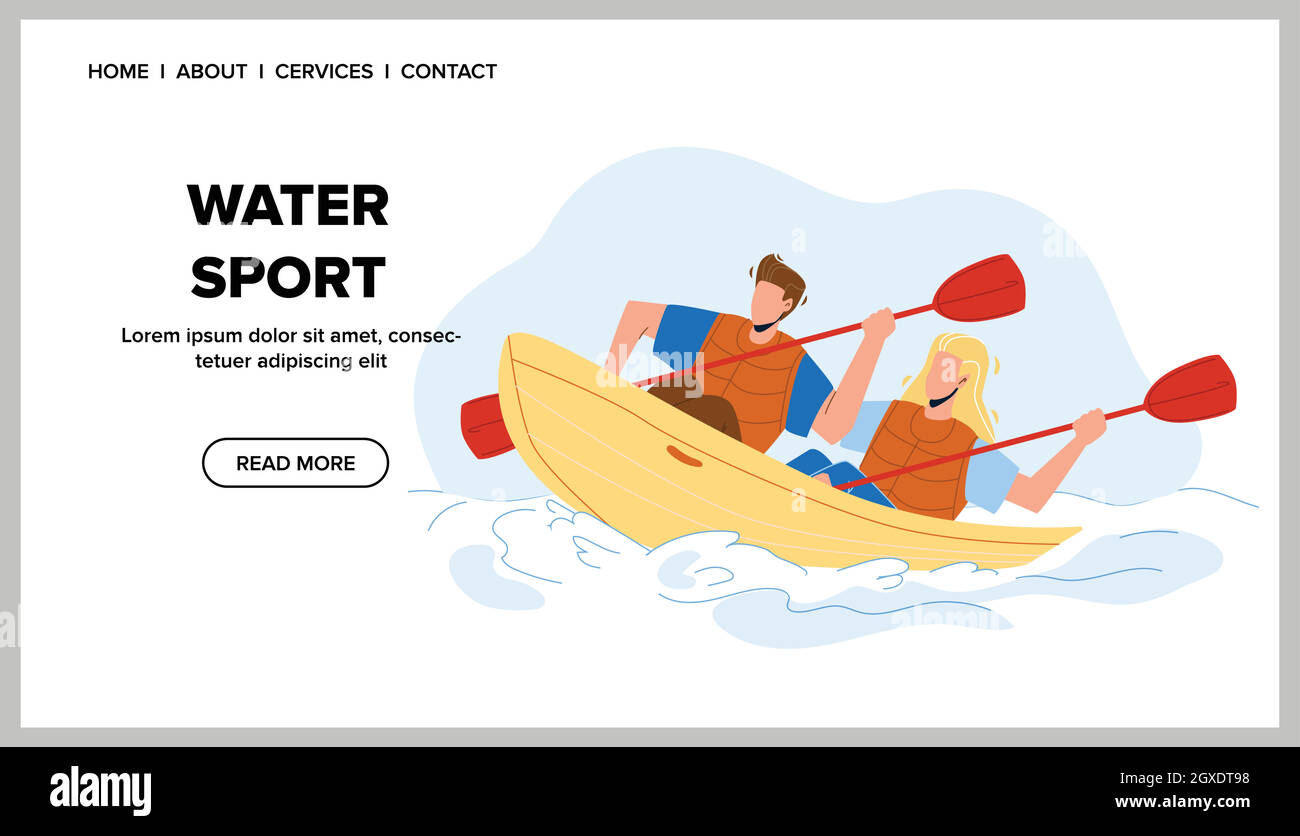 Water Sport Extremal Kayaking Competition Vector Stock Vector