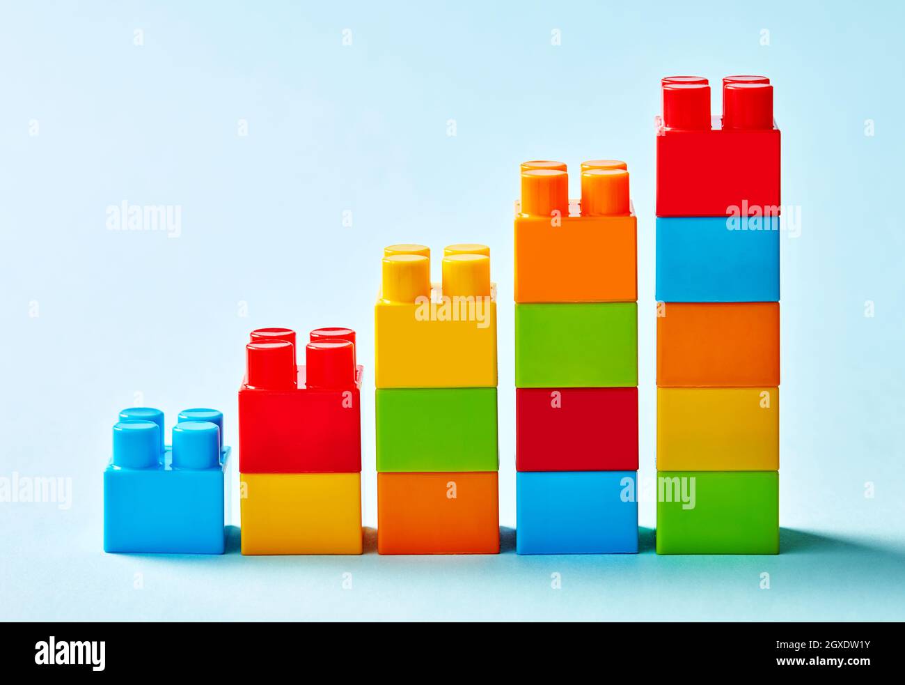 Multi-colored toy blocks chart Stock Photo
