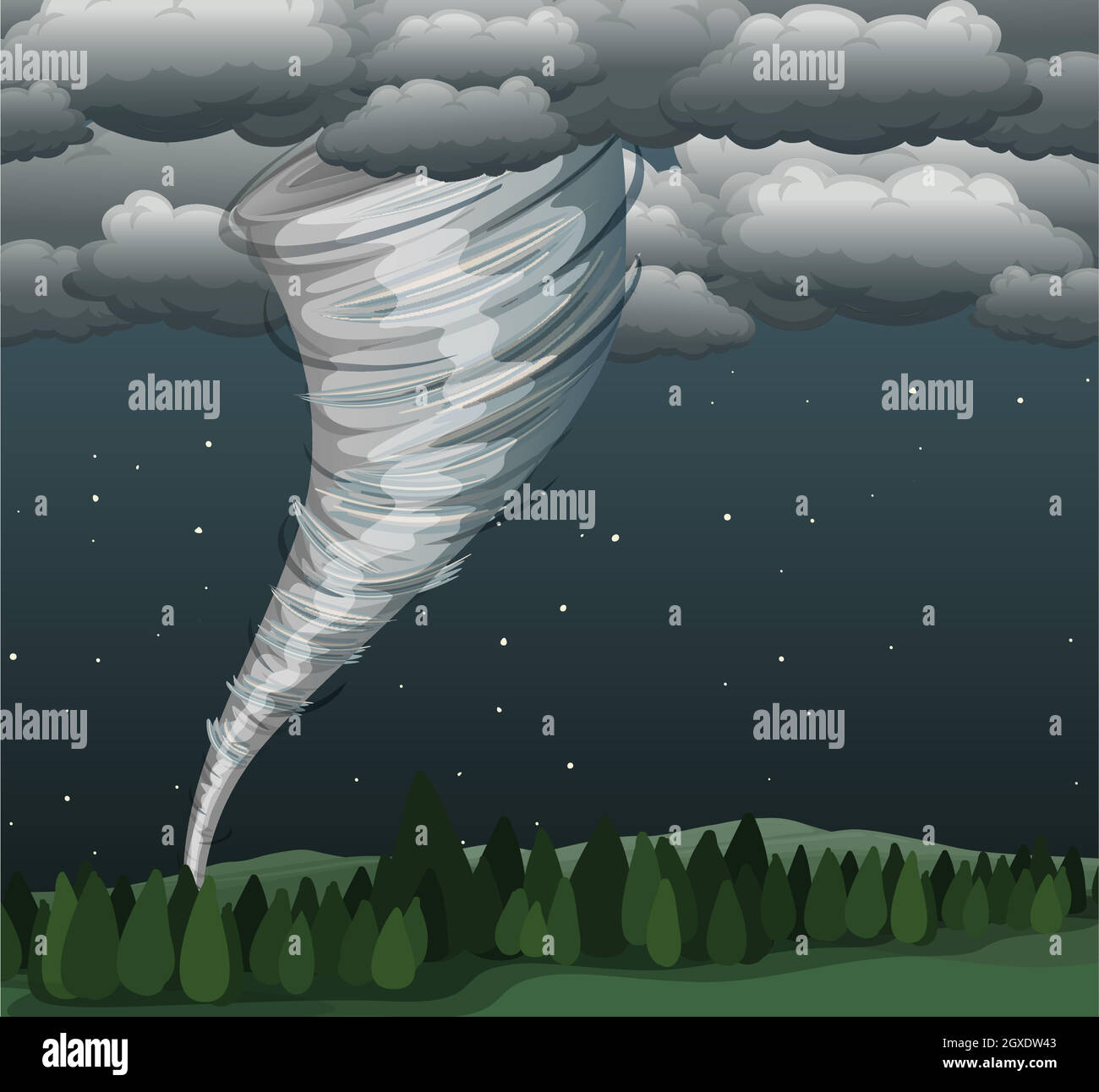 Weather Clipart-tornado swirling menacingly above a house