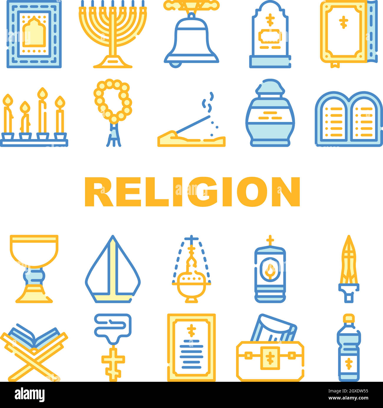 Religion Holy Praying Collection Icons Set Vector Stock Vector