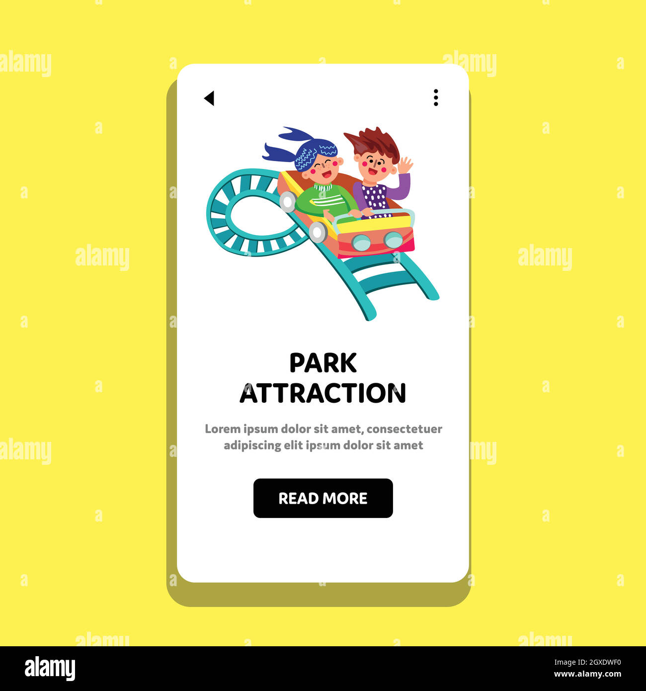 Park Attraction Children Ride Rollercoaster Vector Illustration Stock Vector