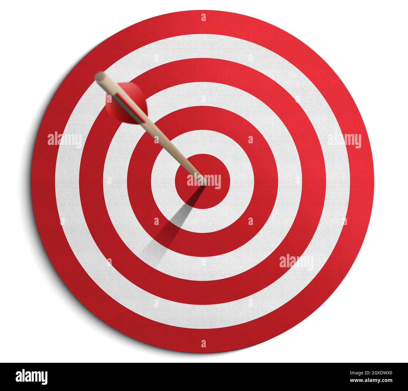 Red dartboard and arrow on white background Stock Photo