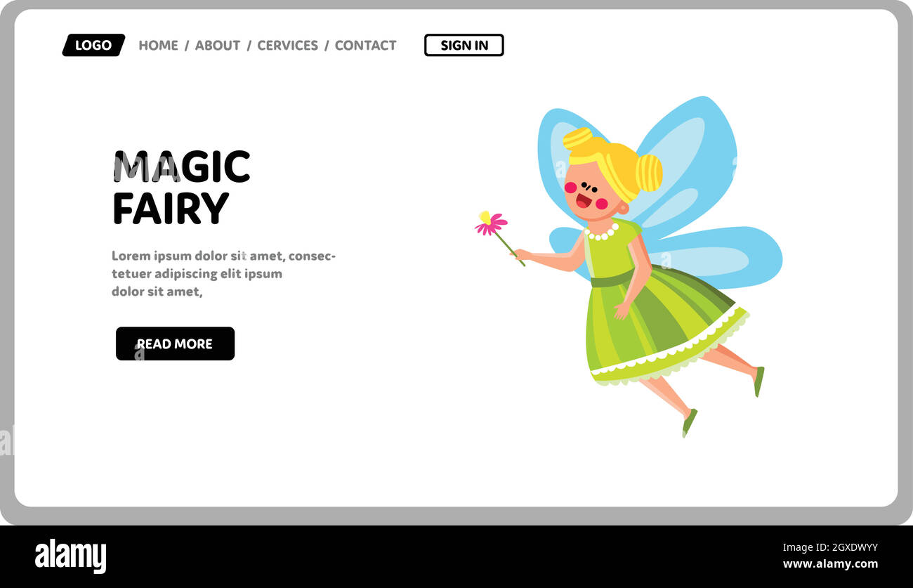Magic Fairy Princess Flying With Flower Vector Stock Vector