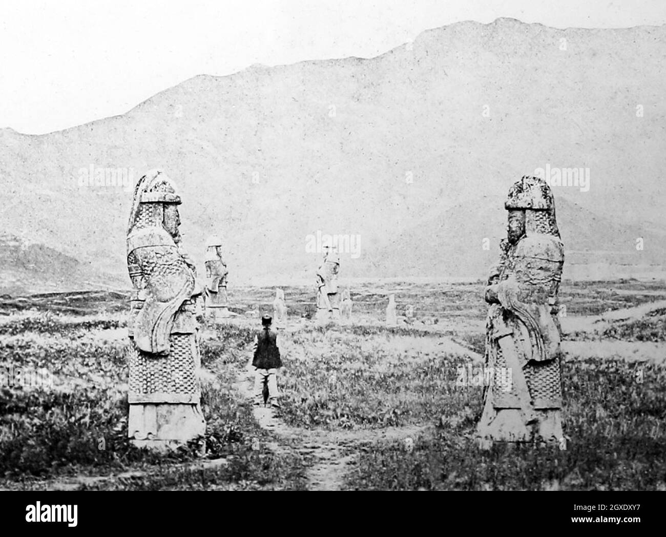 Avenue of Stone Warriors, China, Victorian period Stock Photo