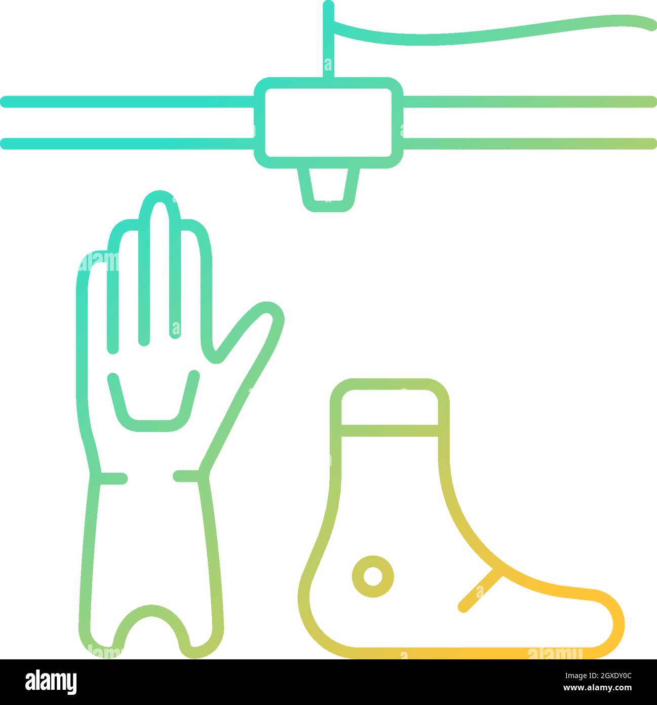 3d printed prosthetics gradient linear vector icon Stock Vector