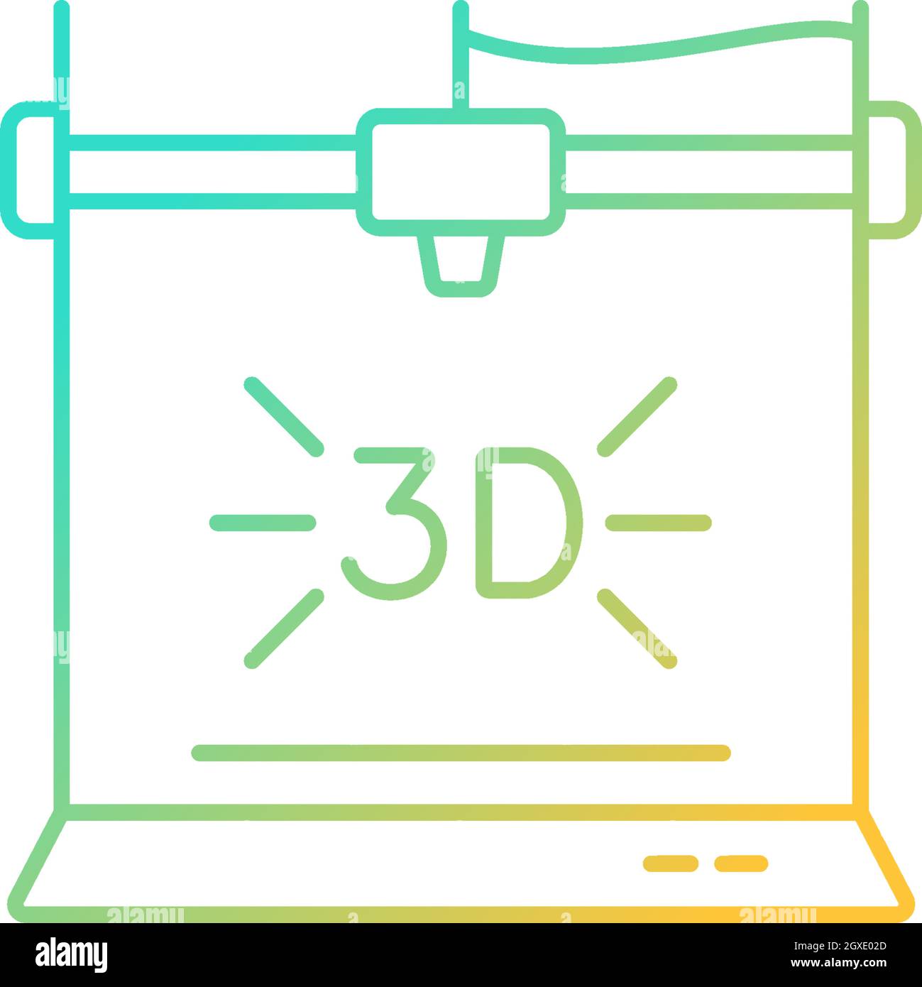 3d printer gradient linear vector icon Stock Vector