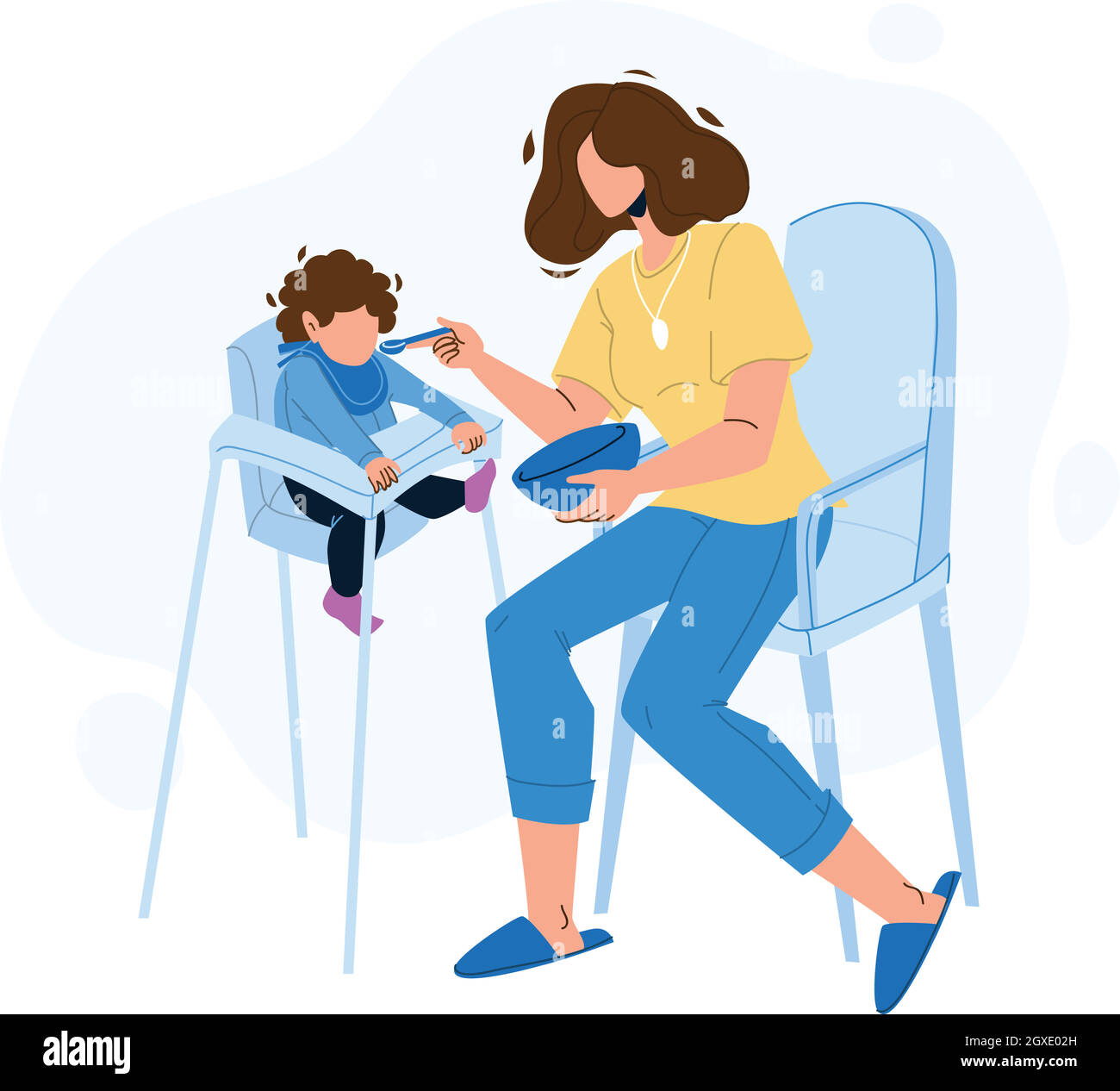 Baby Eating Food Breakfast With Appetite Vector Stock Vector Image ...